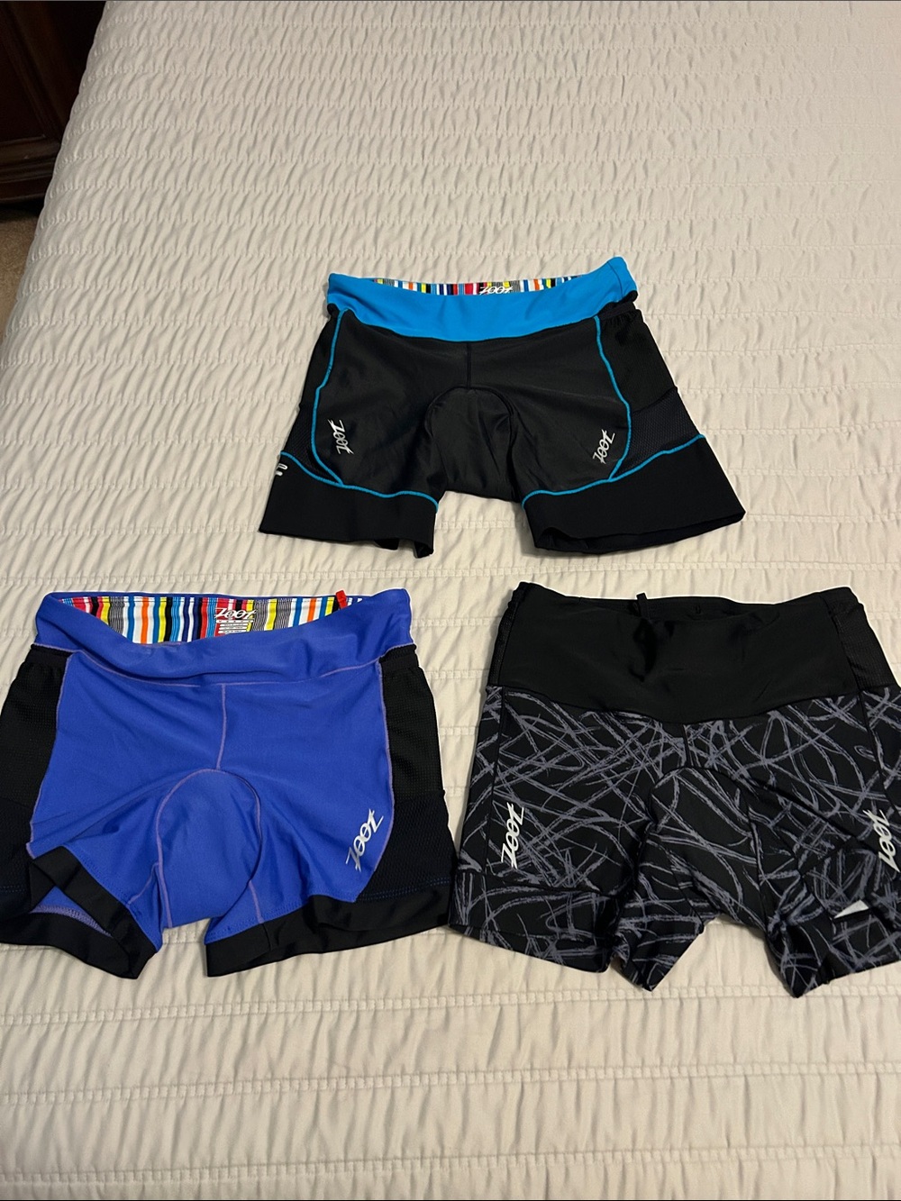Zoot Bike Shorts - 3 pairs. Size medium